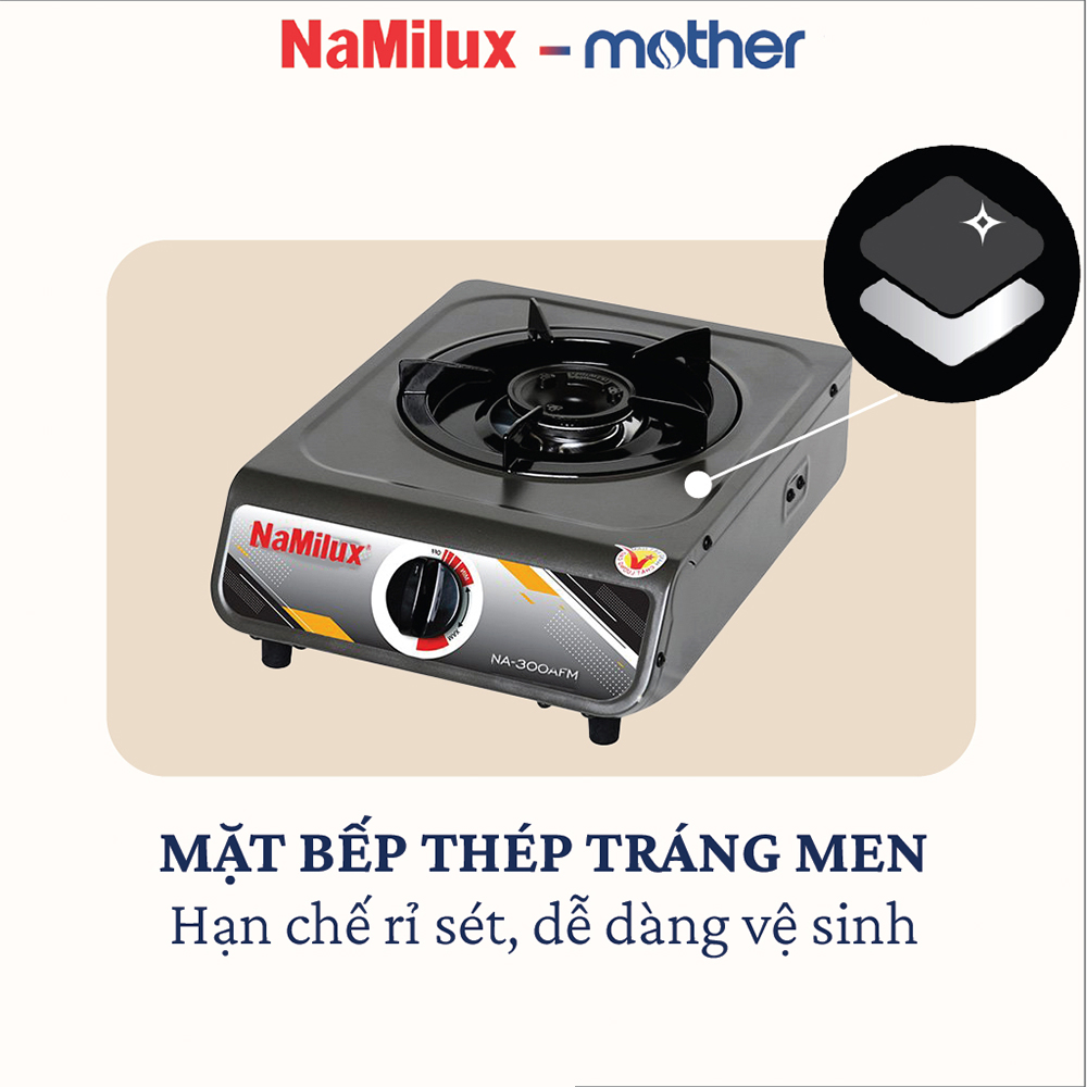 Bếp gas đơn Namilux NA-300AFM,x đầu đốt cho lửa lớn, tiết kiệm gas, thép không gỉ